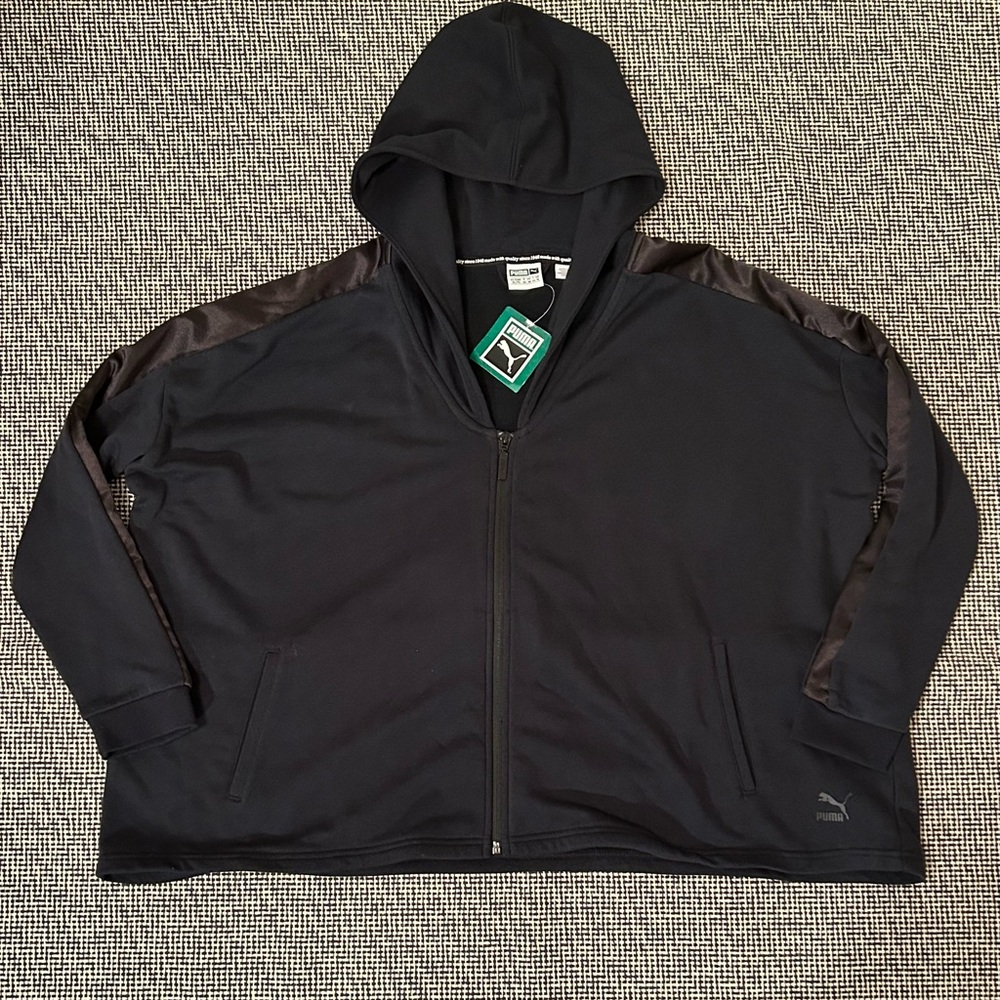 Puma Women's Black Hooded Jacket with bow tie NEW WITH TAGS!